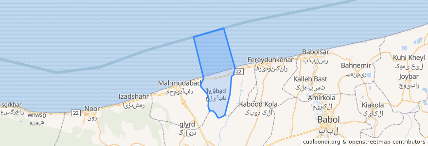 Mapa de ubicacion de دهستان هراز پی شمالی.