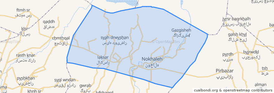 Mapa de ubicacion de دهستان هندخاله.