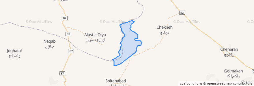 Mapa de ubicacion de دهستان یام.