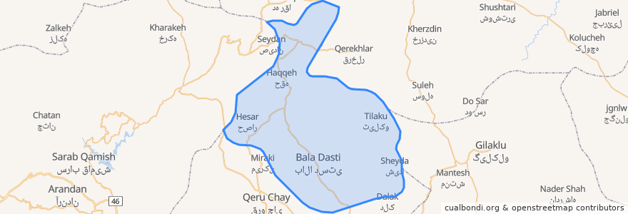 Mapa de ubicacion de دهستان ئیلاق شمالی.