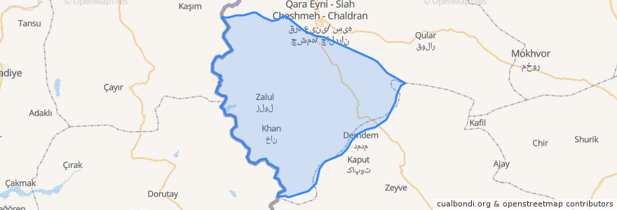 Mapa de ubicacion de دهستان چالدران جنوبی.