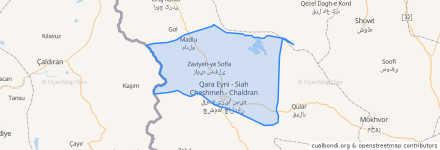 Mapa de ubicacion de دهستان چالدران شمالی.