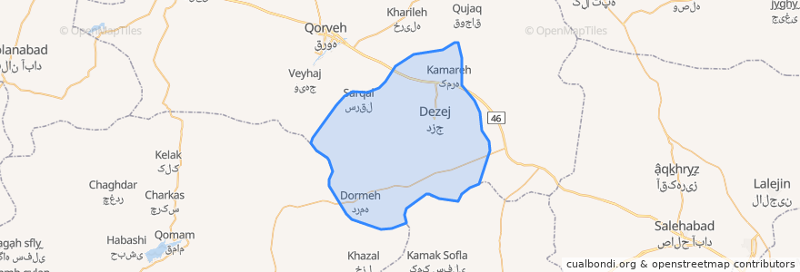 Mapa de ubicacion de دهستان چهاردولی غربی.