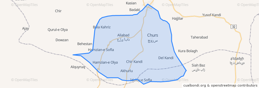 Mapa de ubicacion de دهستان چورس.