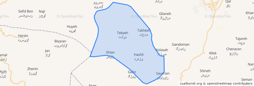 Mapa de ubicacion de دهستان ژاورود شرقی.