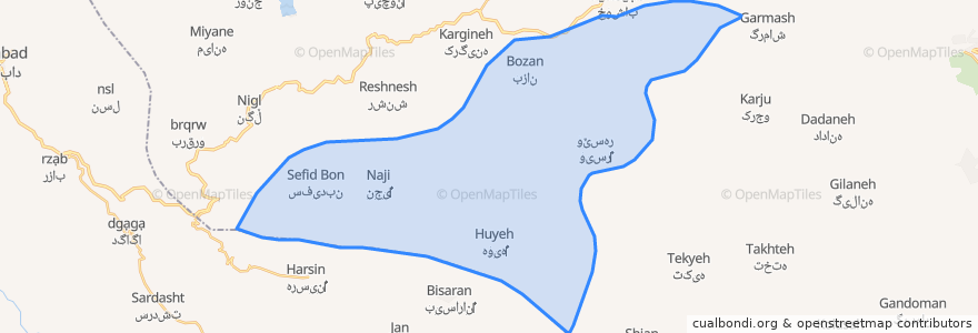 Mapa de ubicacion de دهستان ژاورود غربی.