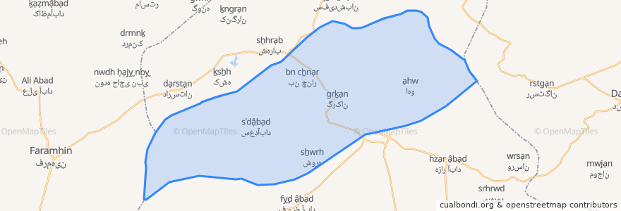 Mapa de ubicacion de دهستان گرکان.