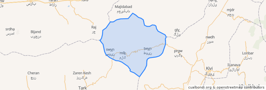 Mapa de ubicacion de دهستان گرمه شمالی.