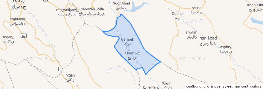 Mapa de ubicacion de دهستان کامفیروز شمالی.