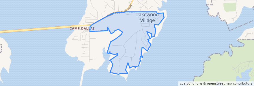 Mapa de ubicacion de Lakewood Village.