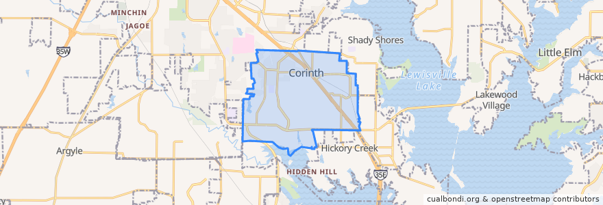 Mapa de ubicacion de Corinth.