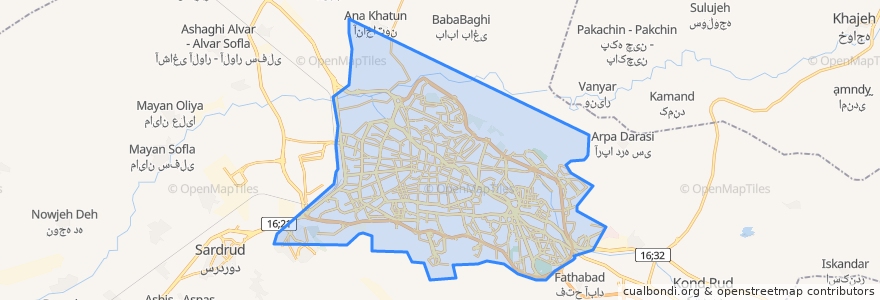 Mapa de ubicacion de شهر تبریز.