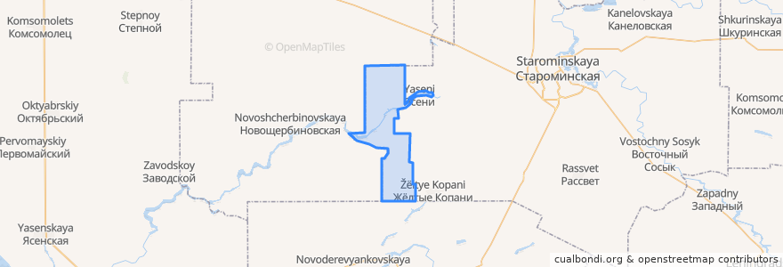 Mapa de ubicacion de Новоясенское сельское поселение.