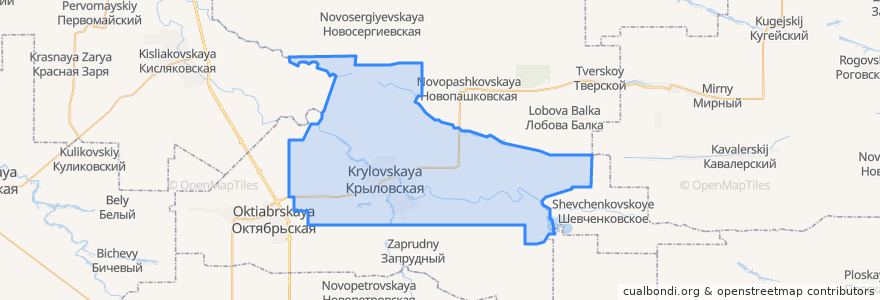 Mapa de ubicacion de Крыловское сельское поселение.