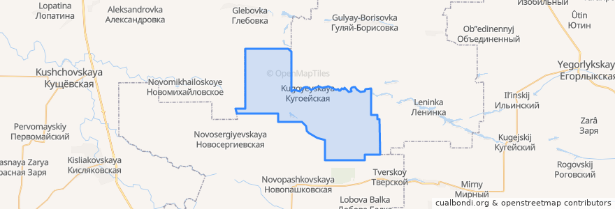 Mapa de ubicacion de Кугоейское сельское поселение.