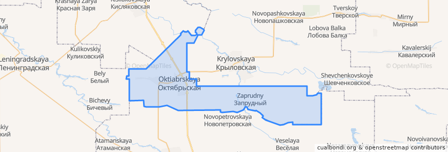 Mapa de ubicacion de Октябрьское сельское поселение.