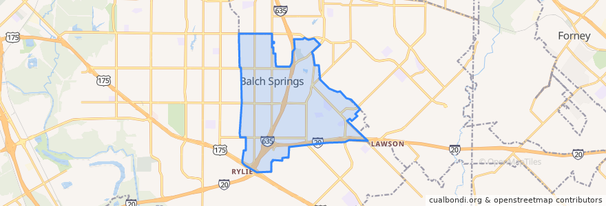 Mapa de ubicacion de Balch Springs.