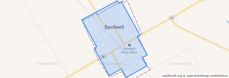 Mapa de ubicacion de Bardwell.