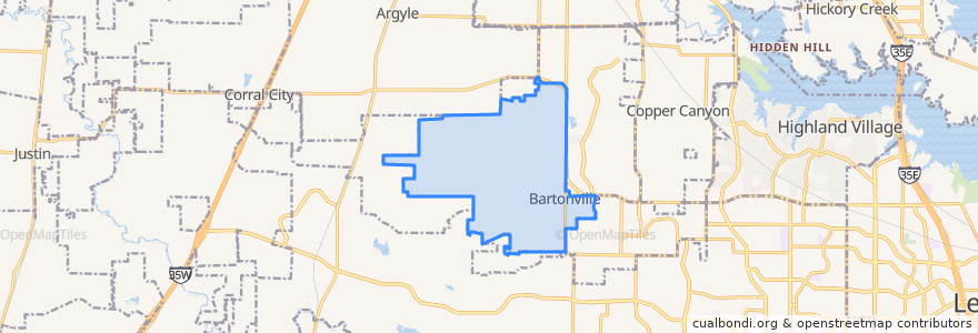 Mapa de ubicacion de Bartonville.
