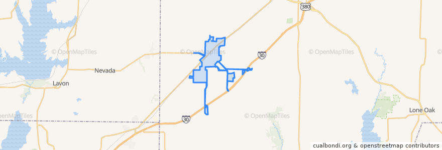 Mapa de ubicacion de Caddo Mills.