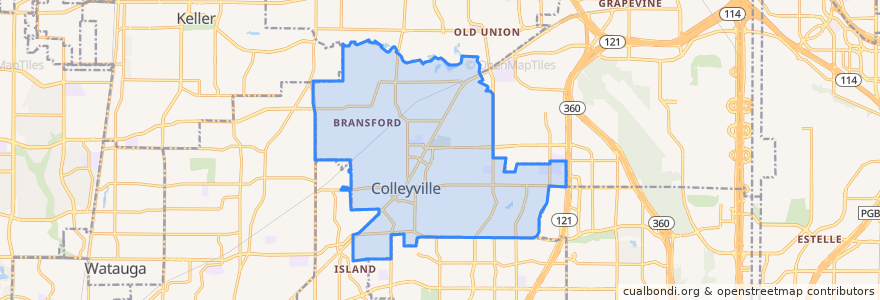 Mapa de ubicacion de Colleyville.