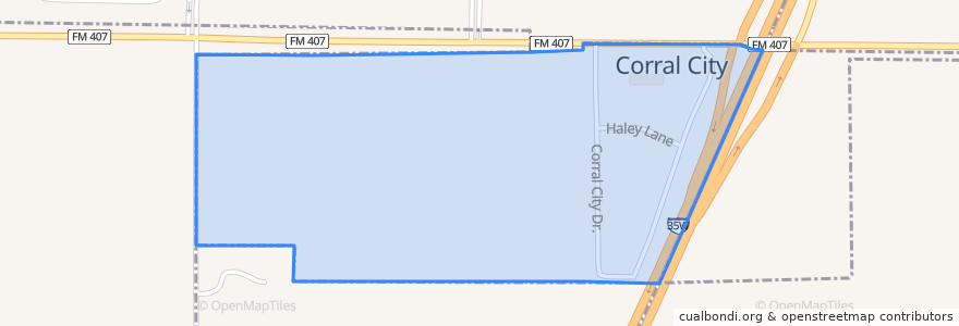 Mapa de ubicacion de Corral City.