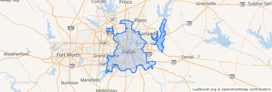 Mapa de ubicacion de Dallas.