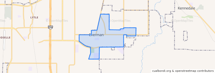 Mapa de ubicacion de Everman.
