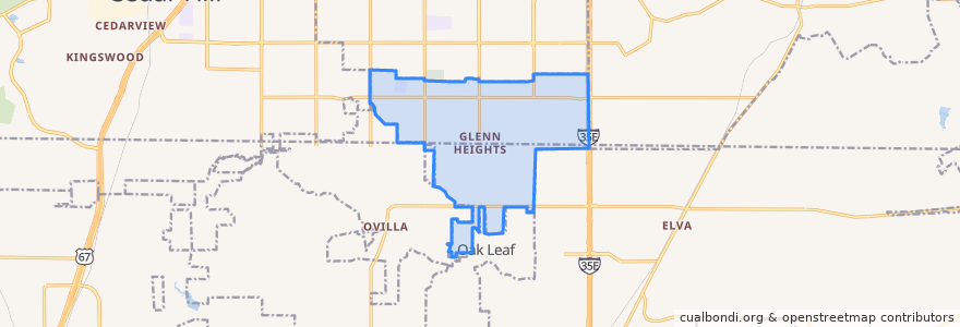 Mapa de ubicacion de Glenn Heights.