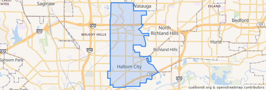 Mapa de ubicacion de Haltom City.