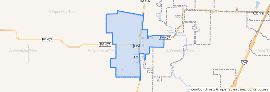 Mapa de ubicacion de Justin.