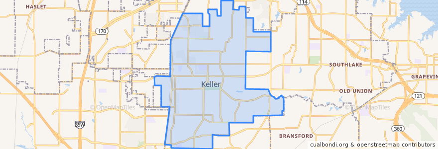 Mapa de ubicacion de Keller.