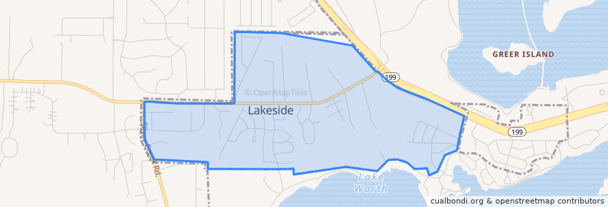 Mapa de ubicacion de Lakeside.