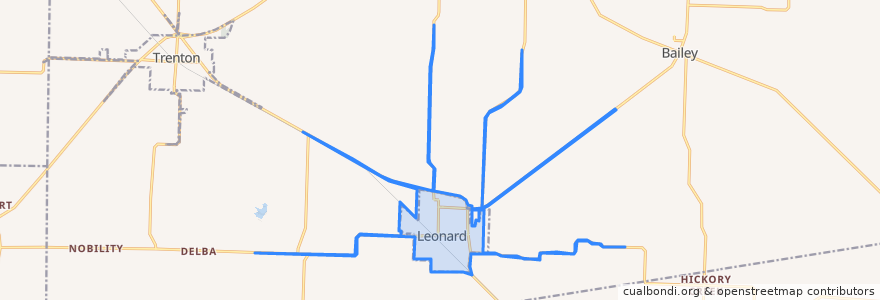 Mapa de ubicacion de Leonard.