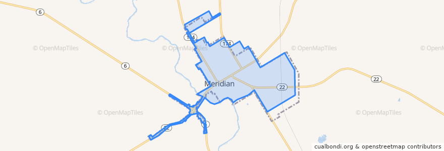 Mapa de ubicacion de Meridian.