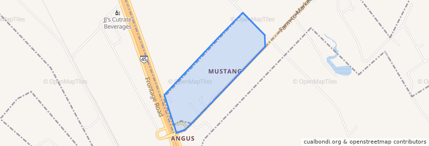 Mapa de ubicacion de Mustang.