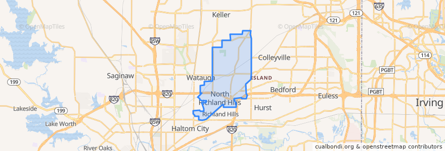 Mapa de ubicacion de North Richland Hills.