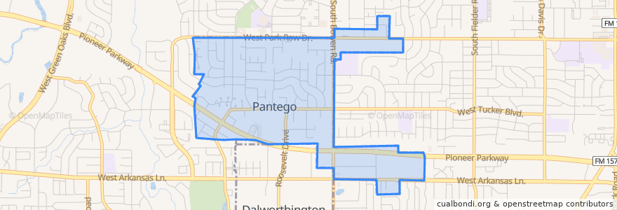 Mapa de ubicacion de Pantego.