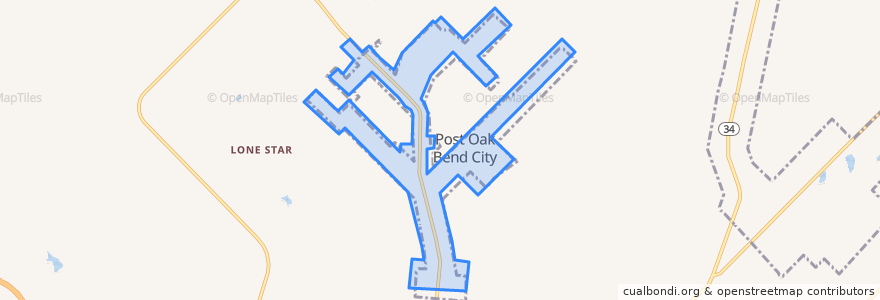 Mapa de ubicacion de Post Oak Bend City.