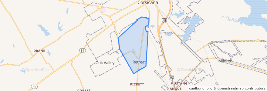 Mapa de ubicacion de Retreat.