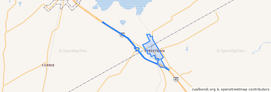 Mapa de ubicacion de Streetman.