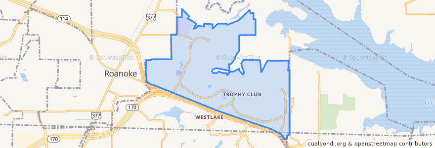 Mapa de ubicacion de Trophy Club.
