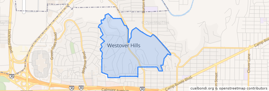 Mapa de ubicacion de Westover Hills.