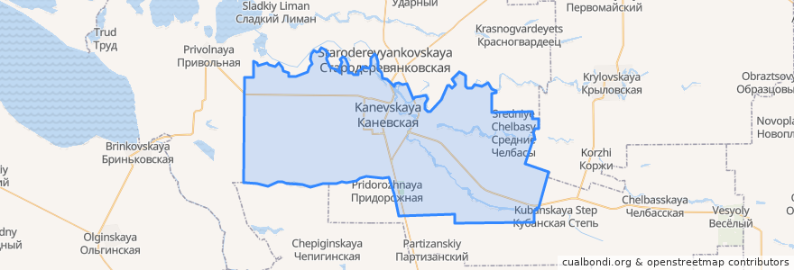 Mapa de ubicacion de Каневское сельское поселение.