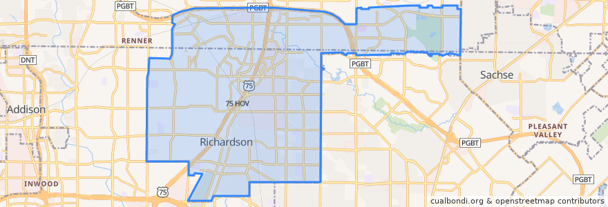 Mapa de ubicacion de Richardson.