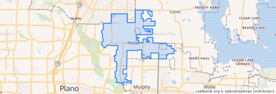 Mapa de ubicacion de Parker.