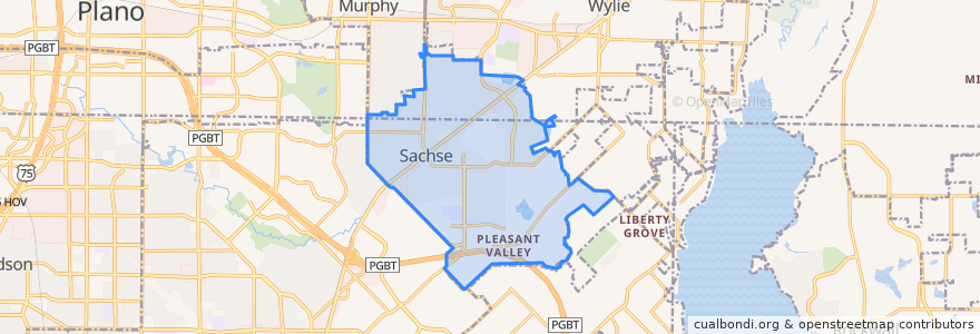 Mapa de ubicacion de Sachse.