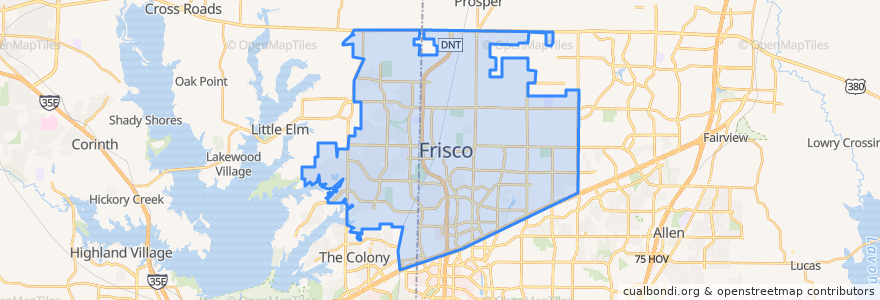 Mapa de ubicacion de Frisco.