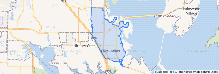 Mapa de ubicacion de Lake Dallas.