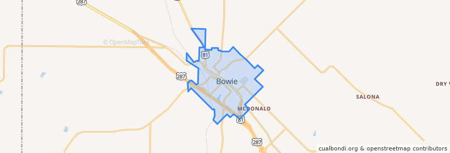 Mapa de ubicacion de Bowie.
